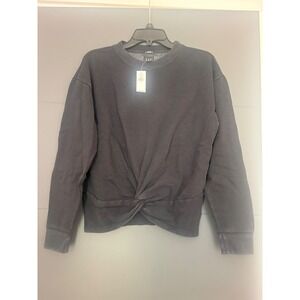 GAP‎ NEW Womens Twist Front Sweatshirt Black Long Sleeve Crew Neck 650682-00-1 S